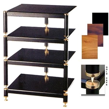 VTI MANUFACTURING VTI Manufacturing BL304GB 3 Gold Capspike Black Poles 4 Black Shelves AV Stand BL304GB